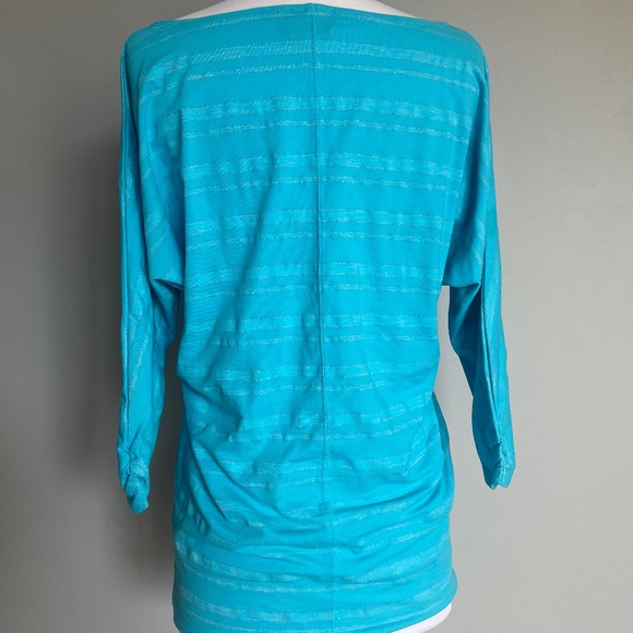 Athleta Blue Shimmer Stripe Dory Dolman Tunic Top‎ - Picture 6 of 12